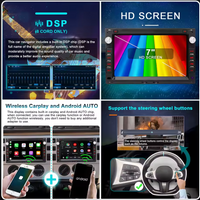 Carplay 7'' Android 14 For VW Passat Sharan Lupo Transporter T5 Seat Alhambra Skoda Superb Peugeot 307 2 din