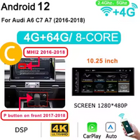 12.5'' 8GB 256G CarPlay 2 din Android 14 for Audi A6 C7 A7 2012-2018