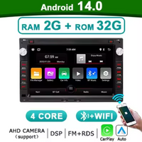 Carplay 7'' Android 14 For VW Passat Sharan Lupo Transporter T5 Seat Alhambra Skoda Superb Peugeot 307 2 din